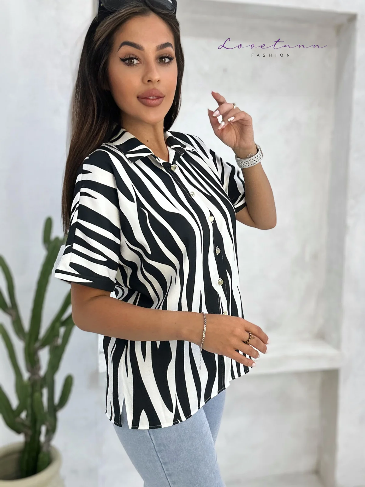 Koszula damska Czarna Zebra Lovetann - obrazek 4