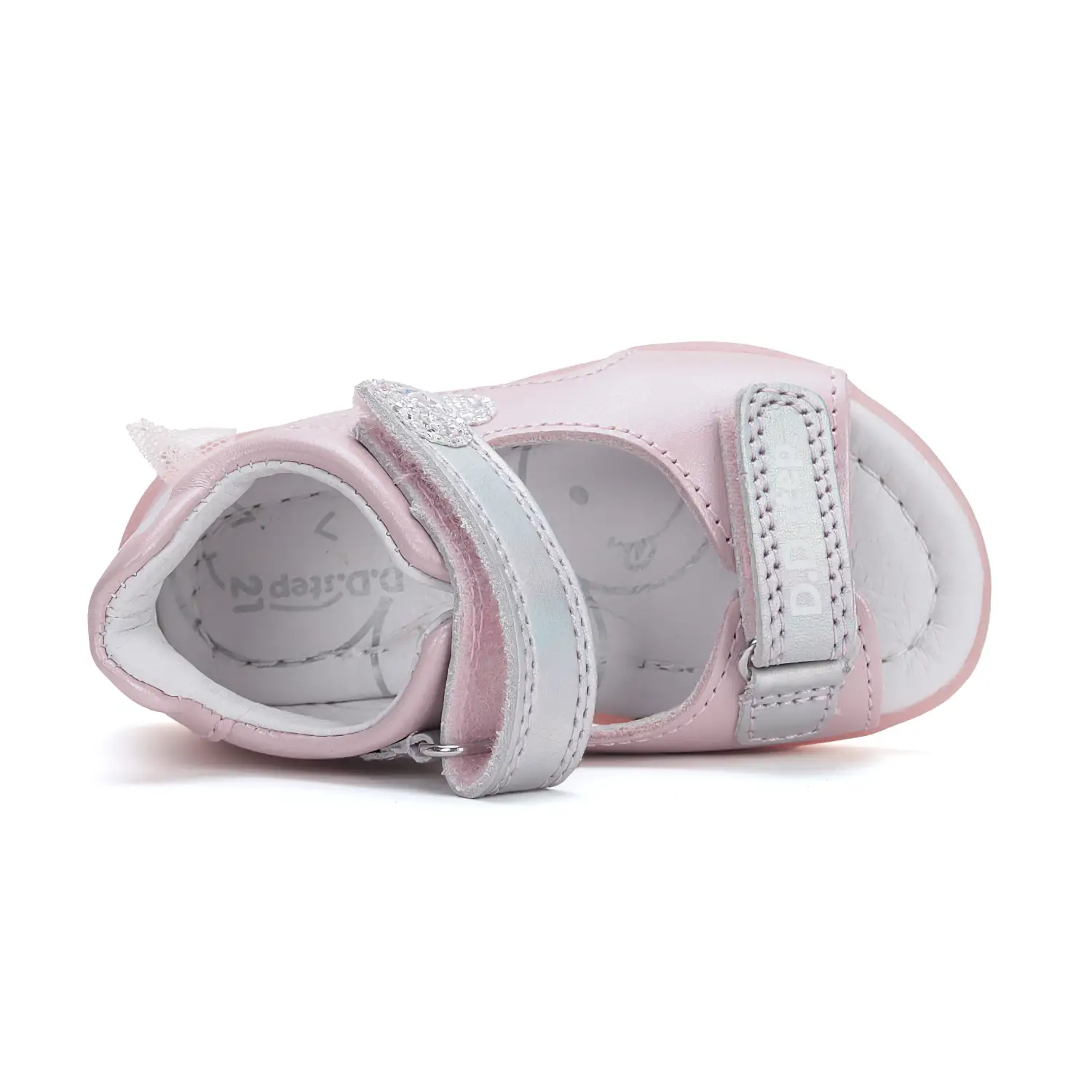 Sandały skórzane G075-51453 Baby Pink - obrazek 2